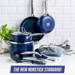 10-Piece Aluminum Ceramic Nonstick
Cookware Set in Blue Diamond